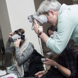 Group wearing VR headsets