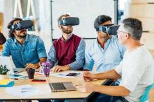 Group using Virtual Reality headsets