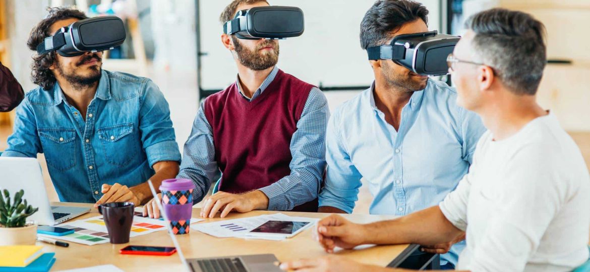 Group using Virtual Reality headsets