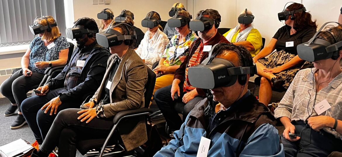 Group of people in Cornerstone VR headsets